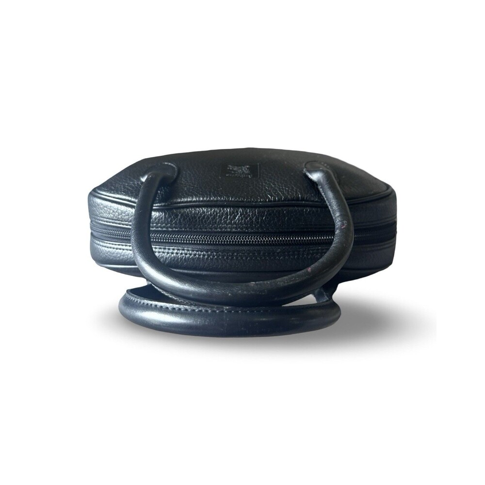 Burberry black pebbled leather top handle handbag Nova Check Interior - Picture 11 of 16